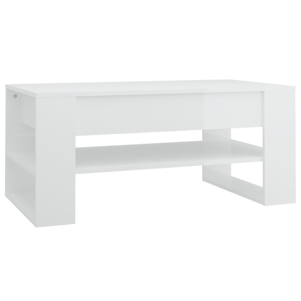 Image of vidaXL Coffee Table High Gloss White 102x55x45 cm Engineered Wood