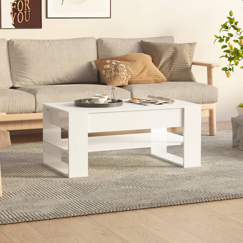 vidaXL Couchtisch Hochglanz-Weiß 102x55x45 cm Holzwerkstoff