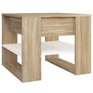 Konferenční stolek bílý a dub sonoma 55,5 x 55 x 45 cm - obrázek 2