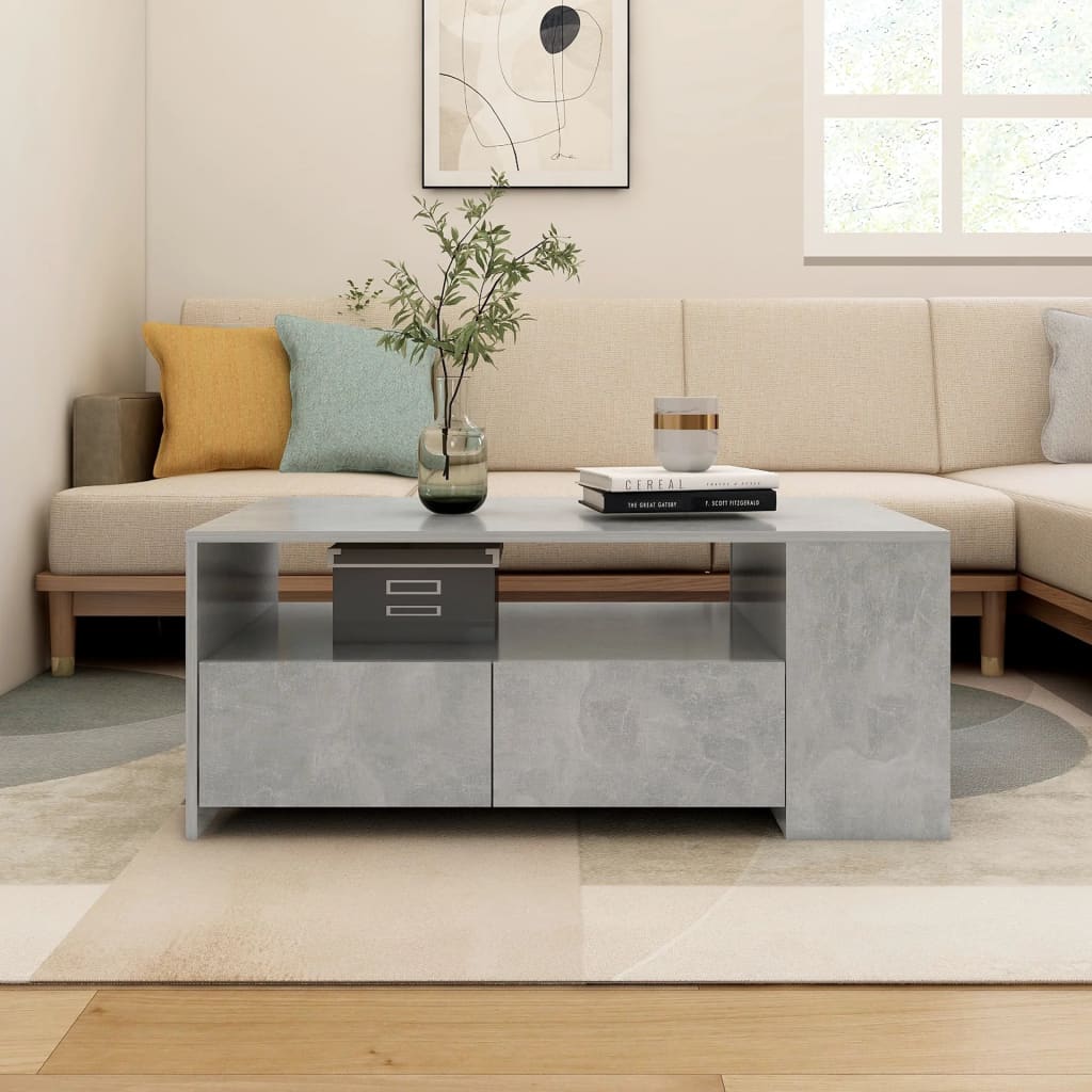 vidaXL sofabord 102x55x42 cm konstrueret træ betongrå
