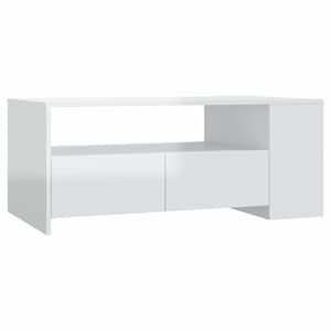 Konferenční stolek lesklý bílý 102x55x42 cm kompozitní dřevo - obrázek 2