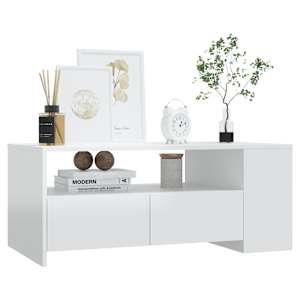 Konferenční stolek lesklý bílý 102x55x42 cm kompozitní dřevo - obrázek 6