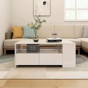 Konferenční stolek lesklý bílý 102x55x42 cm kompozitní dřevo