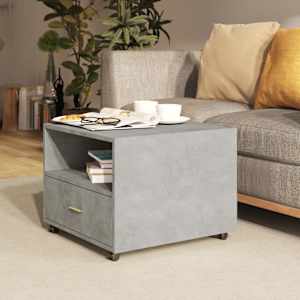 Klubska mizica betonsko siva 55x55x40 cm konstruiran les