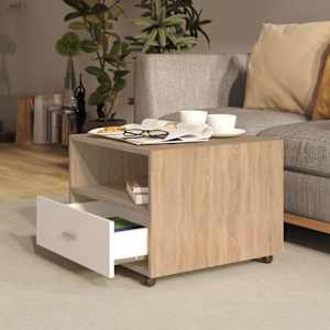 vidaXL Salongbord hvit og sonoma eik 55x55x40 cm konstruert tre