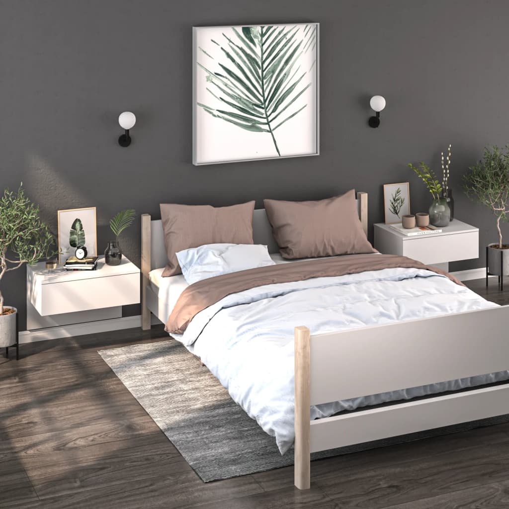 

vidaXL Wandnachtkastje bewerkt hout wit
