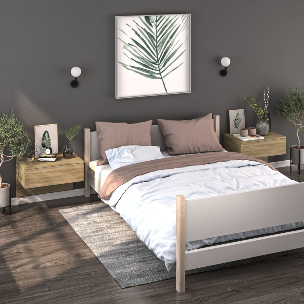 

vidaXL Wandnachtkastje bewerkt hout sonoma eikenkleurig