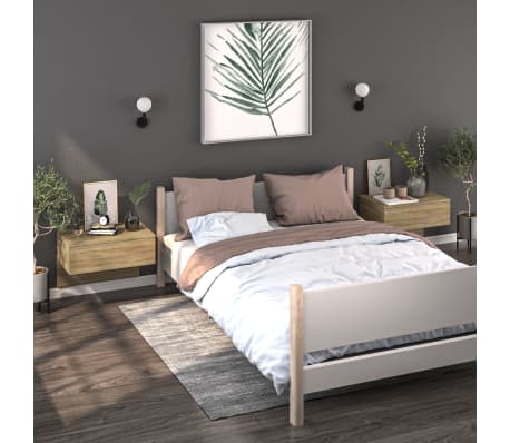 vidaXL Κομοδίνο Επιτοίχιο Sonoma Δρυς