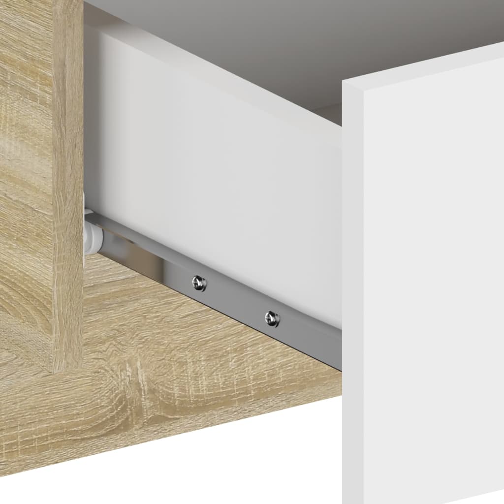 fehér-sonoma színű szerelt fa fali éjjeliszekrény