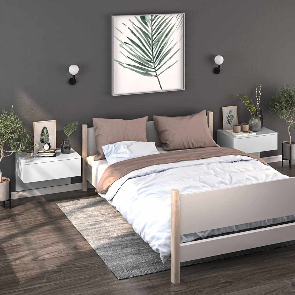 vidaXL Wisz�ce szafki nocne, 2 szt., bia�e z po�yskiem