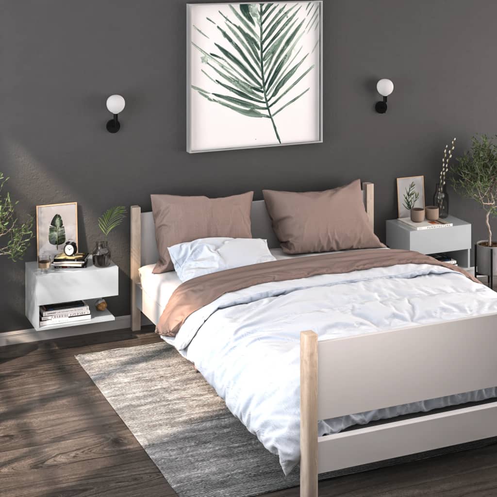 

vidaXL Wandnachtkastje bewerkt hout wit