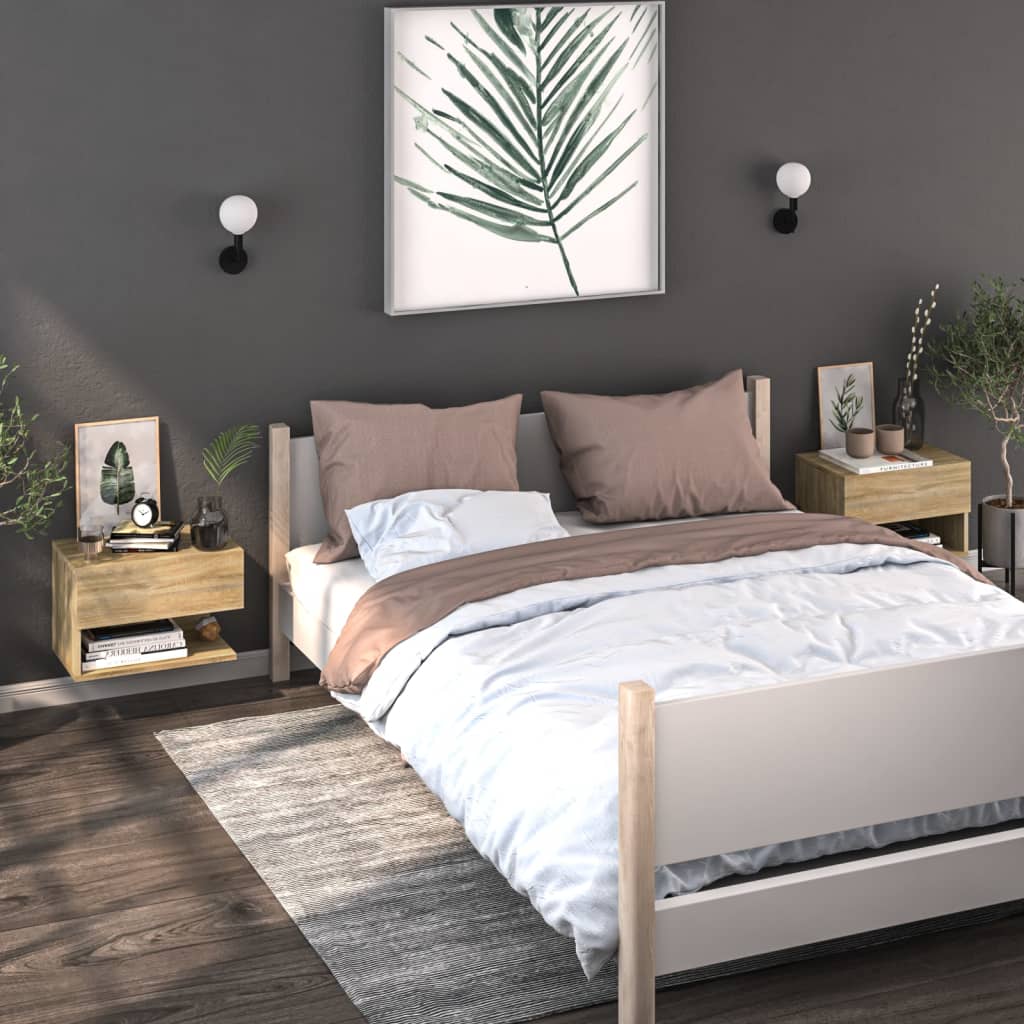 

vidaXL Wandnachtkastje bewerkt hout sonoma eikenkleurig