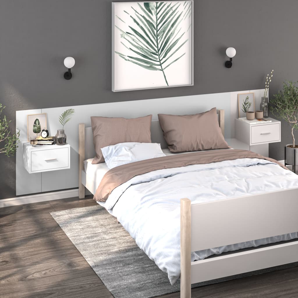 

vidaXL Wandnachtkastje bewerkt hout wit
