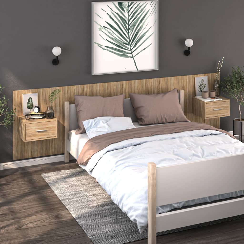 

vidaXL Wandnachtkastje bewerkt hout sonoma eikenkleurig