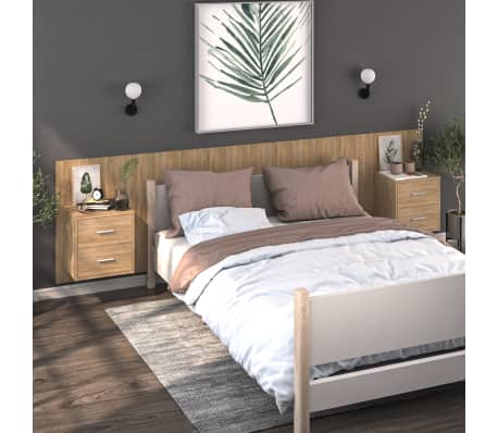 vidaXL Noptieră de perete, stejar sonoma