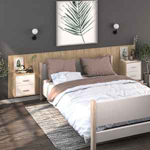 vidaXL Nachtkastje wandgemonteerd wit en sonoma eikenkleurig