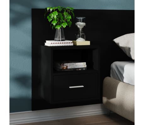 vidaXL Wall-mounted Bedside Cabinets 2 pcs Black