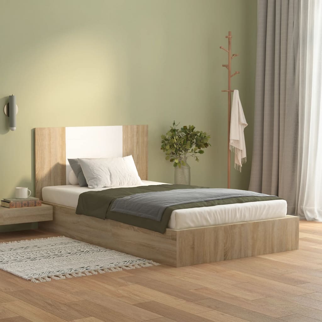 vidaXL Čelo postele bílé a dub sonoma 120x1,5x80 cm kompozitní dřevo
