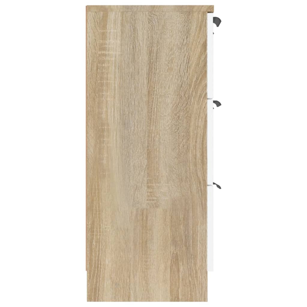 Příborník bílý a dub sonoma 60 x 30 x 70 cm kompozitní dřevo