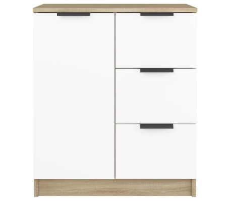 vidaXL &Scaron;oninė spintelė, balta ir ąžuolo, 60x30x70cm, apdirbta mediena