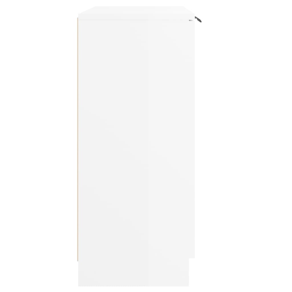 magasfényű fehér szerelt fa tálalószekrény 60 x 30 x 70 cm