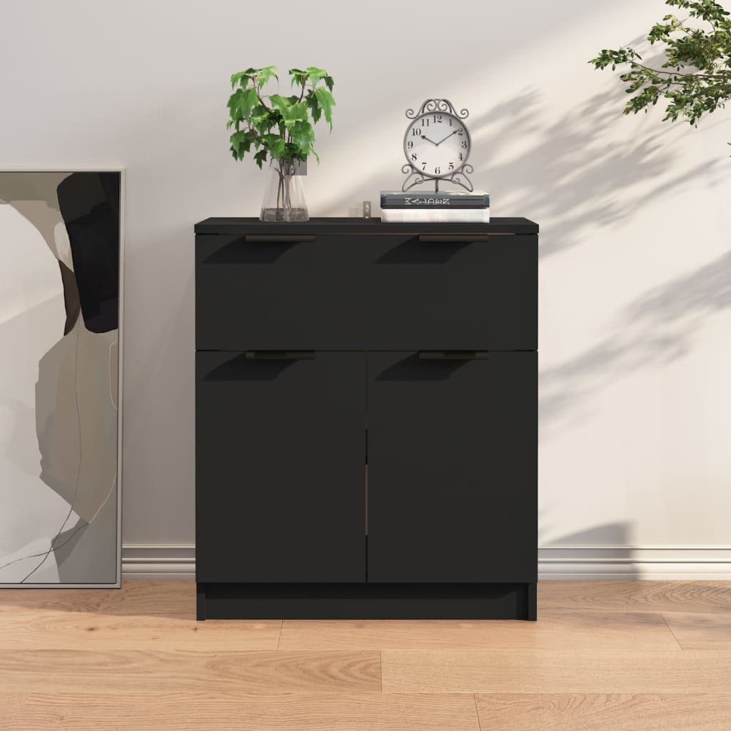 vidaXL Sideboard Schwarz 60x30x70 cm Holzwerkstoff