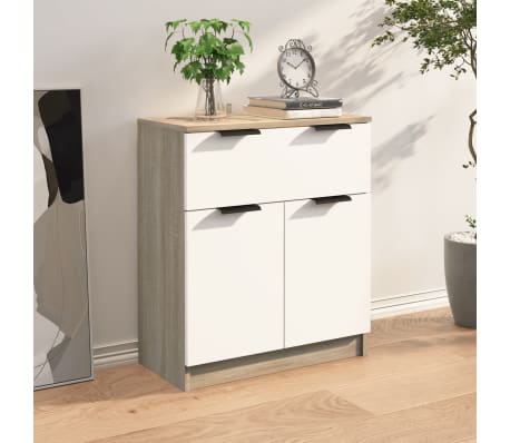 vidaXL &Scaron;oninė spintelė, balta ir ąžuolo, 60x30x70cm, apdirbta mediena
