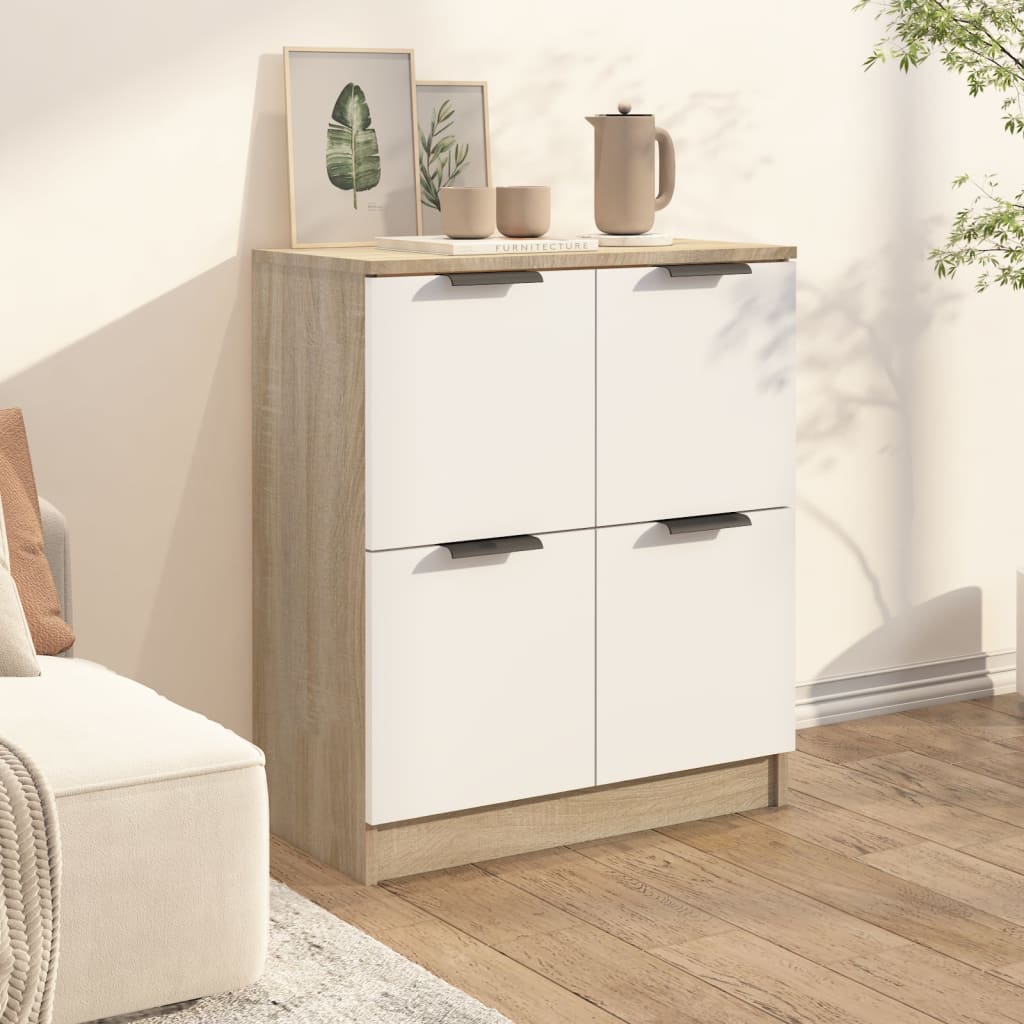 

vidaXL Dressoir 60x30x70 cm bewerkt hout wit en sonoma eikenkleurig
