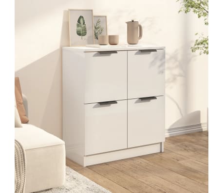 vidaXL Skjenk høyglans hvit 60x30x70 cm konstruert tre