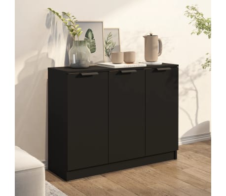 vidaXL Skjenk svart 90,5x30x70 cm konstruert tre