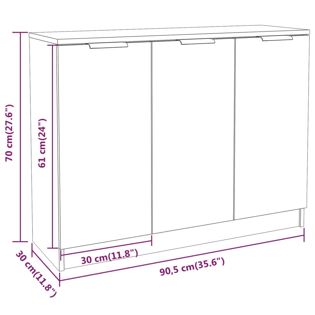 Komoda betonsko siva 90,5x30x70 cm konstruiran les