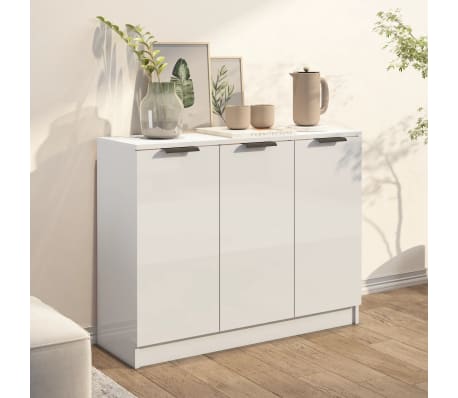 vidaXL Ντουλάπι Γυαλιστερό Λευκό 90,5x30x70 εκ. Επεξεργασμένο Ξύλο