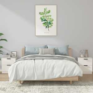 Nočna omarica 2 kosa bela konstruiran les