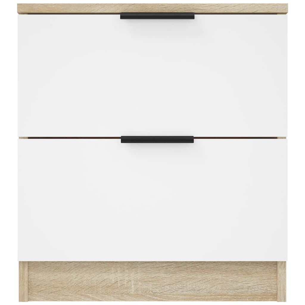 Noptiere, 2 buc., alb și stejar Sonoma, lemn prelucrat