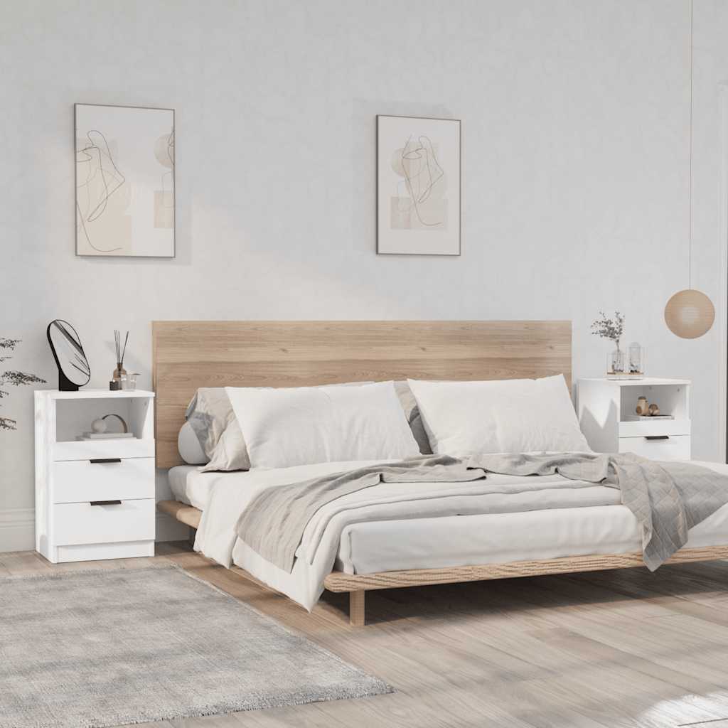 vidaXL Szafki nocne, 2 szt., biae, materia drewnopochodny