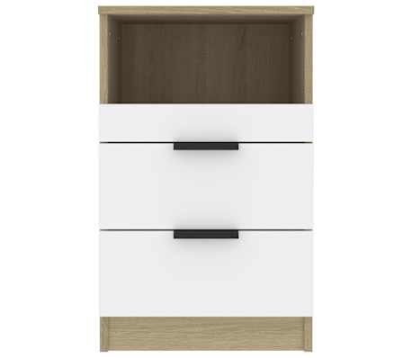 vidaXL Naktinė spintelė, baltos ir ąžuolo spalvos, apdirbta mediena