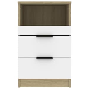 vidaXL Naktinė spintelė, baltos ir ąžuolo spalvos, apdirbta mediena