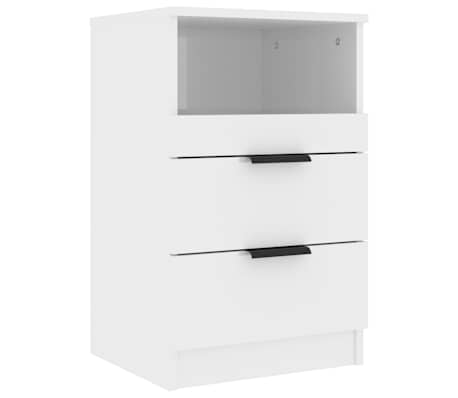 vidaXL Nachttische 2 Stk. Hochglanz-Wei&szlig; Holzwerkstoff