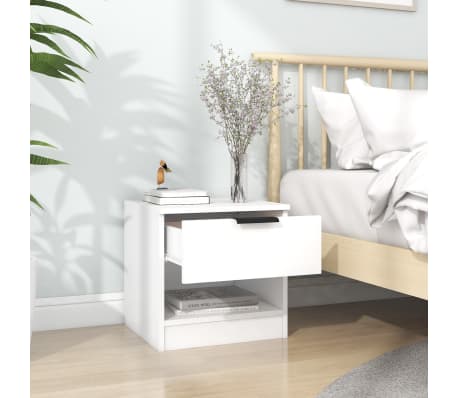 vidaXL Mesa de cabeceira madeira processada branco
