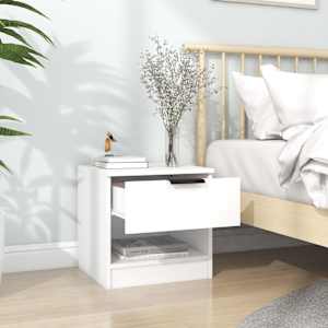 vidaXL Mesa de cabeceira madeira processada branco