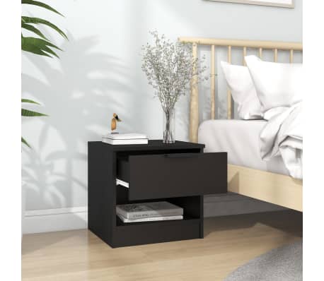 vidaXL Sängbord svart konstruerat trä