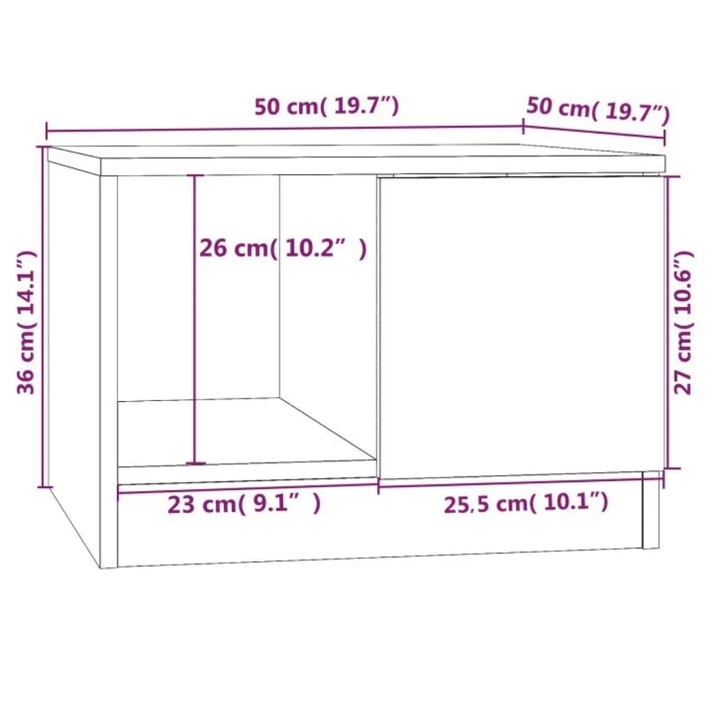 kafijas galdiņš, balts, 50x50x36 cm, inženierijas koks | Stepinfit.lv