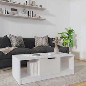 Konferenční stolek lesklý bílý 102x50x36 cm kompozitní dřevo - obrázek 1