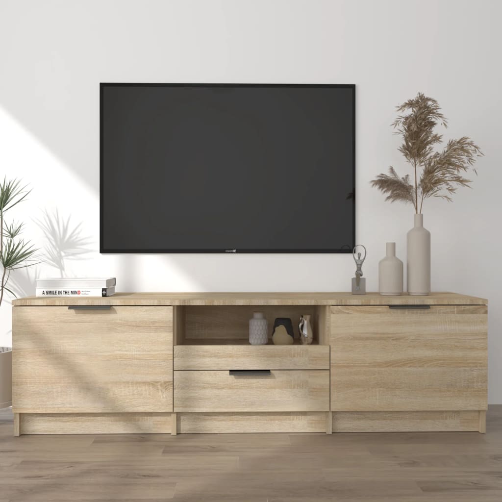 sonoma-tölgyszínű szerelt fa fali TV-szekrény 140x35x40 cm