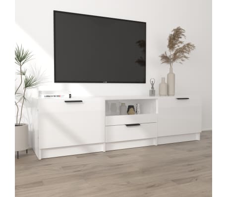 vidaXL TV-benk høyglans hvit 140x35x40 cm konstruert tre