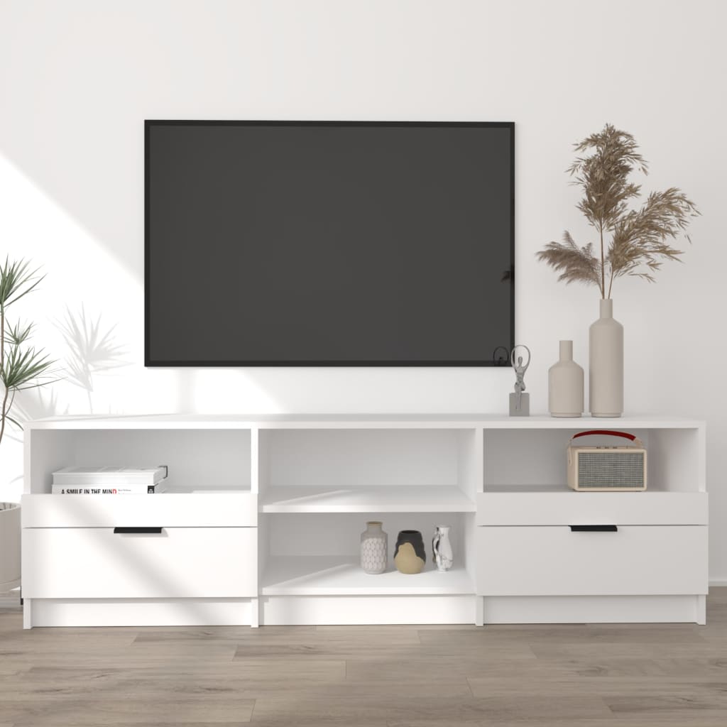 fehér szerelt fa TV-szekrény 150 x 33,5 x 45 cm