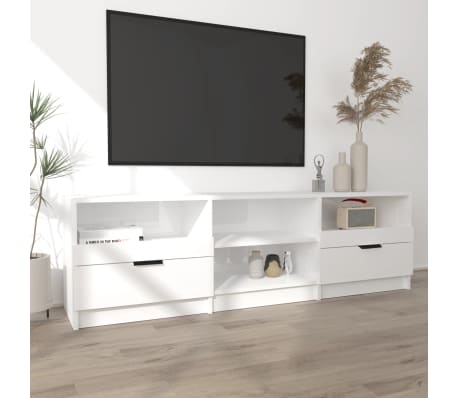 vidaXL Televizoriaus spintelė, balta, 150x33,5x45cm, mediena, blizgi