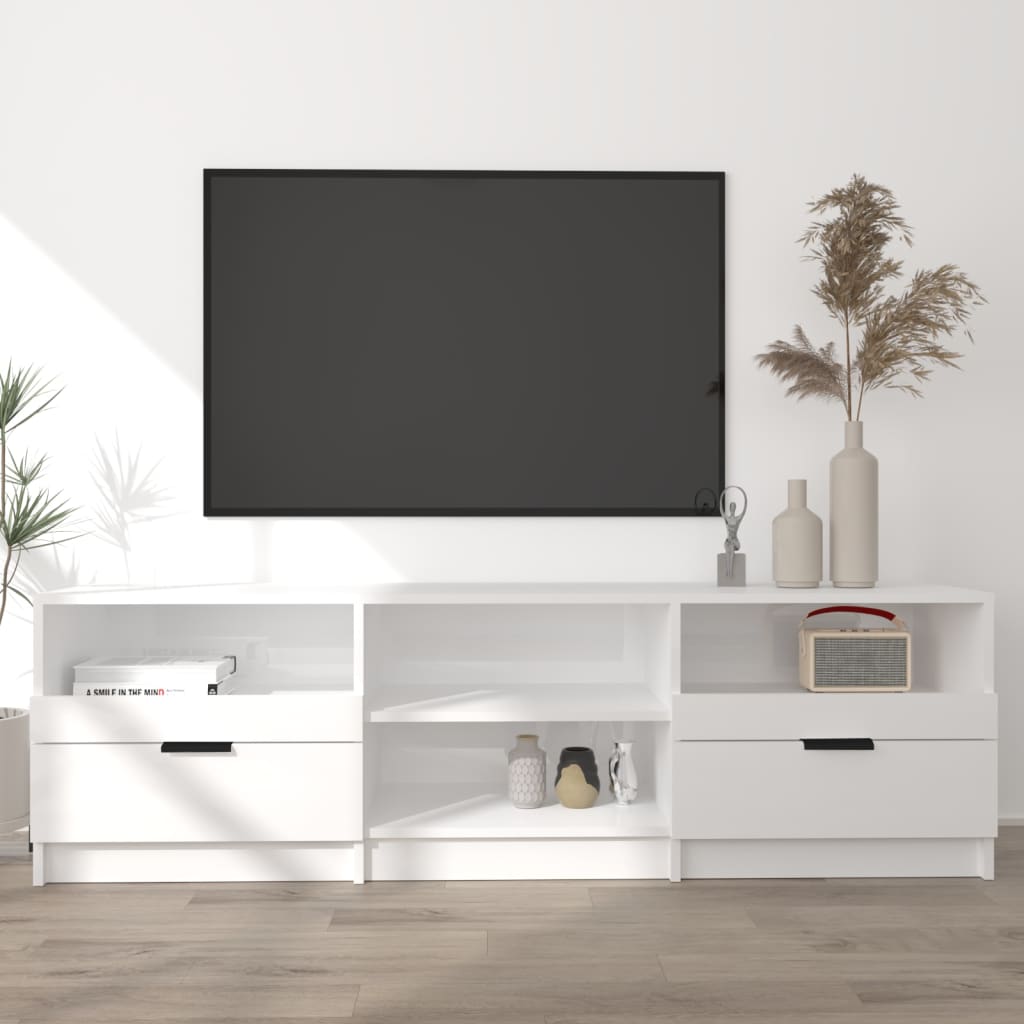 TV skříňka lesklá bílá 150 x 33,5 x 45 cm kompozitní dřevo