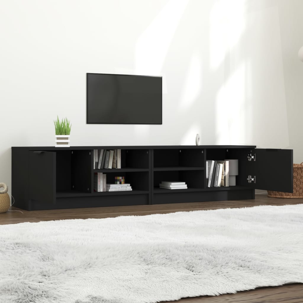 Thumbnail - vidaXL TV-Schränke 2 Stk. Schwarz 80x35x36,5 cm Holzwerkstoff