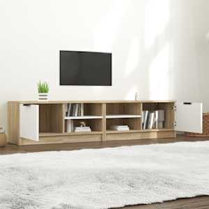 vidaXL Έπιπλα Τηλ. 2 τεμ. Λευκά/Sonoma Δρυς 80x35x36,5 εκ Επεξ. Ξύλο